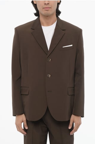 Side Vents Notch Lapel Slim Fit 3-Button Blazer in Brown