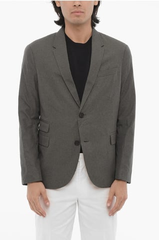 Side Vents Notch Lapel Slim Fit 2-Button Blazer in Blue