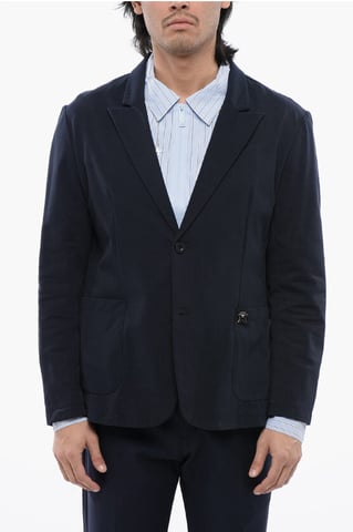 Ongevoerde enkelrijs WOE-blazer in blauw