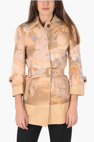 MM0 leather details blazer with belt in Pink
