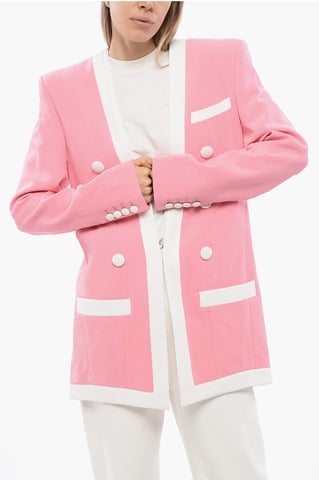 Structured Crepe de Chine Jacket in Pink