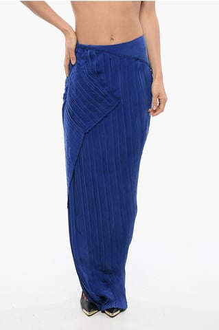 Asymmetrische rok met gedrapeerd design in blauw