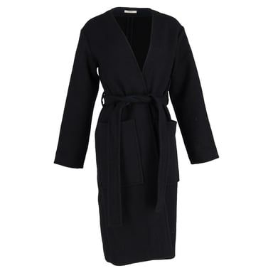 Celine Belted Coat in Black Cashmere