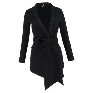 Dior Asymmetric Robe Peacoat in Black Wool