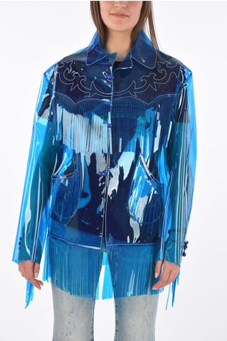 fringed pvc western jacket in Blue