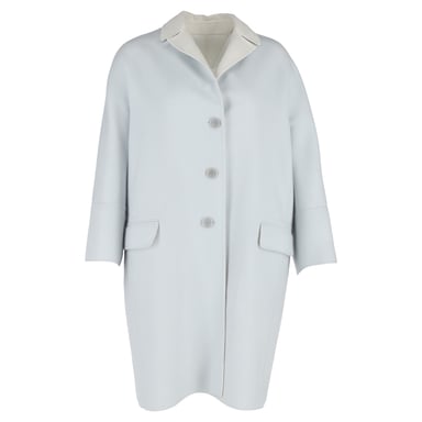 Loro Piana Buttoned Coat in Light Blue Wool