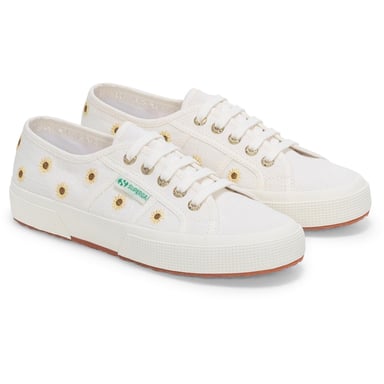 Superga Embroidery Linen Sunflower Damskor I Vitt Linne