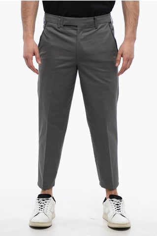 Cotton Blend Chinos Pants with Elastic Cuffs in Gray