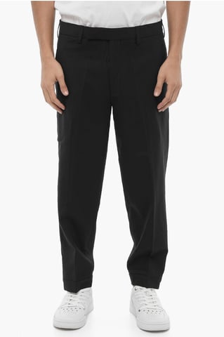 Effen kleur slim fit chino broek met verstelbare enkel in zwart