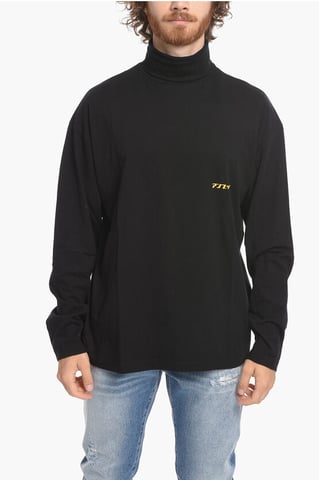 Turtleneck SOLAR POWER Cotton T-Shirt in Black