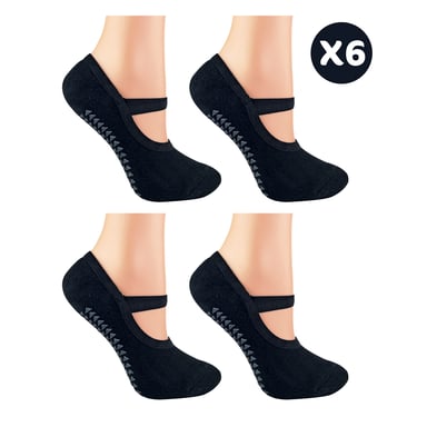 6-Pack Dames Antislip Yogasokken Met Bandjes