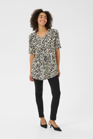 Gebreide tuniek A-shape black offwhite