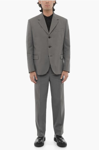 Side Vents Notch Lapel Slim Fit 3-Button Suit in Gray