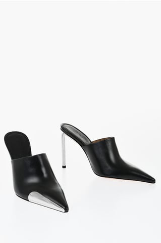 Letaher ALLEN Pointed Mules Heel 10 cm in Black