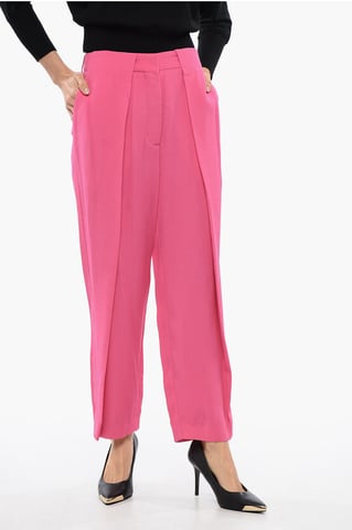 Tapered-fit High-waisted Pants in Pink