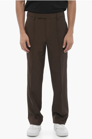 Technical-Fabric Slim Fit Pants in Brown