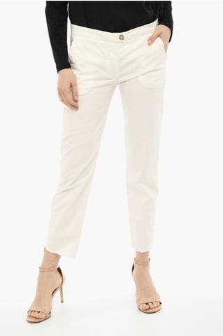 Regular Fit Pants with Split Ankle in White