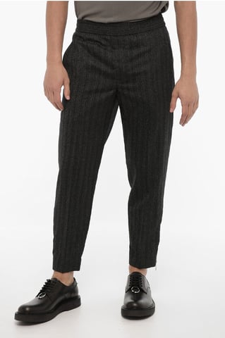 Slim Fit Virgin Wool-broek met enkelrits in grijs