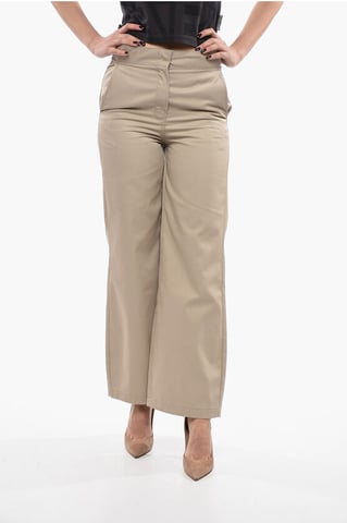High-Waisted Straight-Fit Pants in Beige