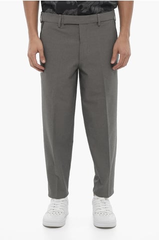 Regular Fit Slim Fit Pants with Belt Loops in Gray