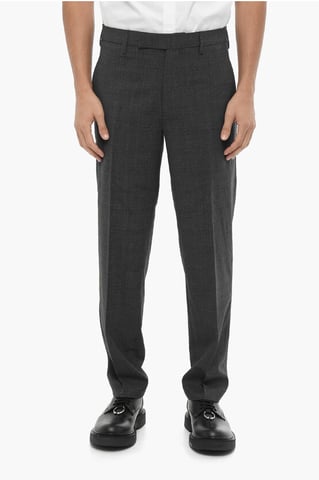 Districk Checked Slim Fit Pants in Gray