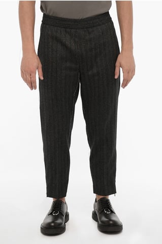 Virgin Wool Slim Fit Casual Pants in Gray