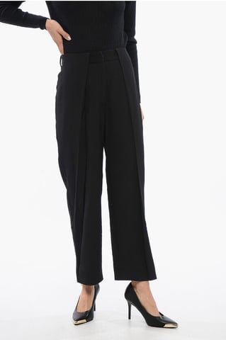 Tapered-fit High-waisted Pants in Black