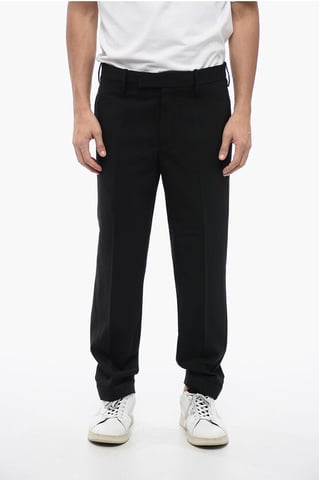 Regular Rise METAL HEM Wool Blend Pants in Black