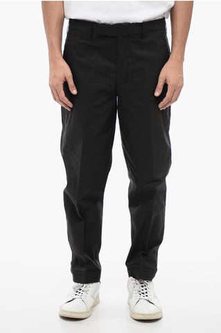 Regular Rise METAL HEM Cotton Blend Pants in Black