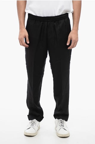 Viscose Blend REM Pants with Elastic Waistband in Black