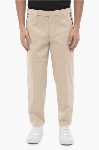 Regular Fit Slim Fit Pants with Belt Loops in Beige