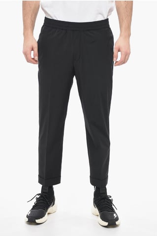 Nylon REM Pants with Elastic Waistband in Black