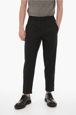 Slim Fit Pants with Ankle Zip in Black