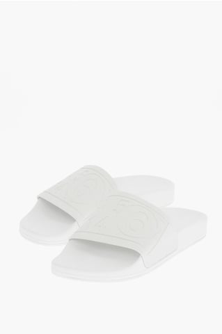 MM6 Solid Color Slides with Embossed Logo in White
