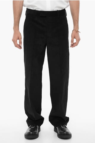 Loose Fit Corduroy Pants in Black