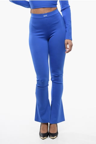 Effen legging met enkelsplit in blauw
