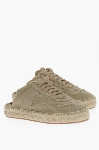 MM22 Open Back Cotton Low-Top Sneakers in Green