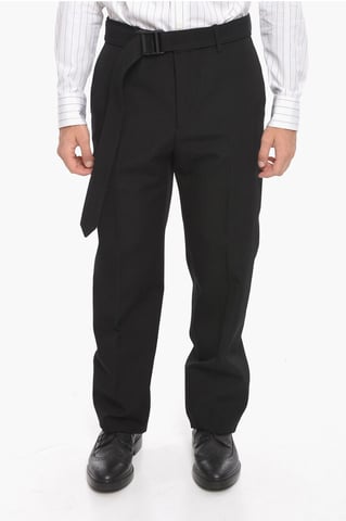 SEASONAL Belted BUCKLE DRY Wool Pants in Black