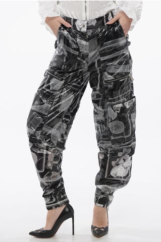 Printed XRAY NY Cargo Pants in Black