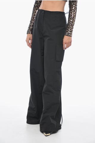 Wide Leg Fit PARACHUTE Cargo Pants in Black