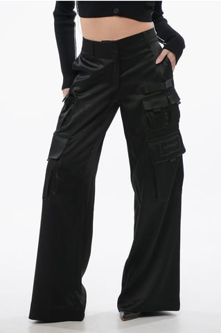 Satin TOYBOX Cargo Pants in Black