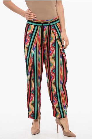 Printed Silk HAREM Pants in Multicolor