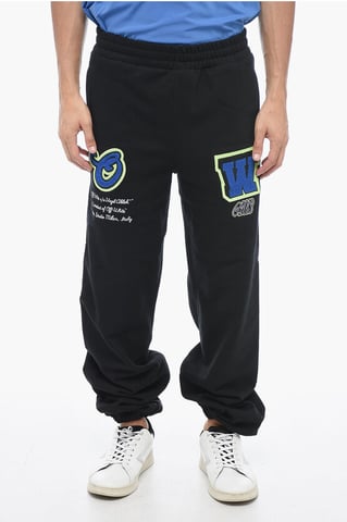 Embroidered VARS Joggers with Patchwork in Black