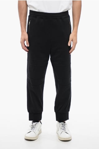 Cotton Blend MODERNIST Biker Sweatpants with Zipped Pockets in Black
