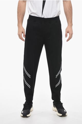 Contrasting Band REM + VARSITY Sweatpants in Black