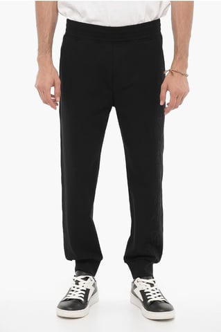 Skinny Fit JUMBLED BOLTS Sweatpants with Embroideries in Black