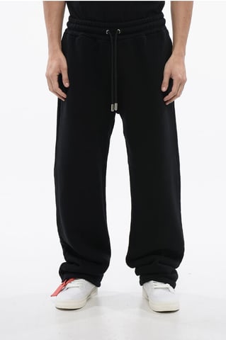 Brushed Cotton BANDANA Embroidered Joggers in Black