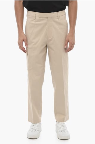 Skinny Fit Cargo Pants with Belt Loops in Beige