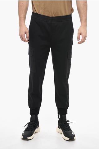 Low-Waist Skinny Fit Cargo Pants with Drawstring at the Wais in Black