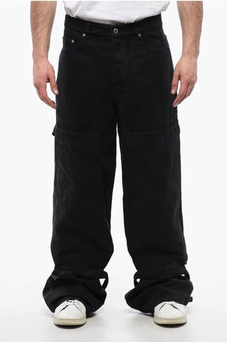 Relaxed Fit GARMDYED CARPENTER Cargo Denims 32cm in Black